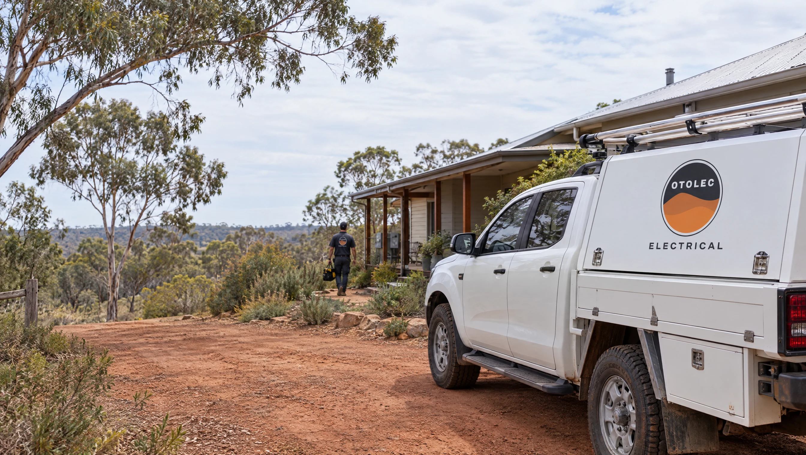 OTOLEC Electrical service ute parked at a Perth Hills home